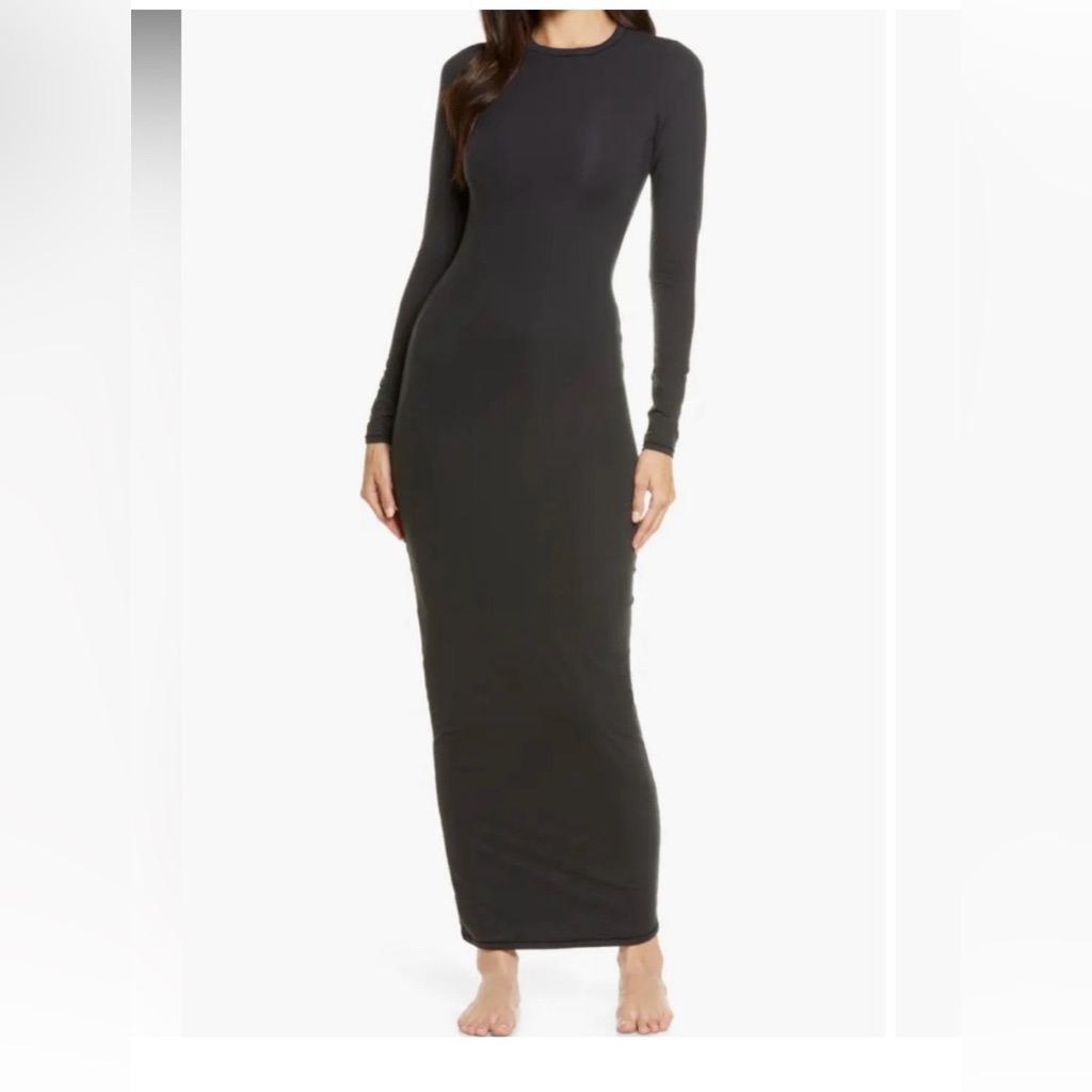 Skims New Fits Everybody Crew Neck Long Sleeve Dress